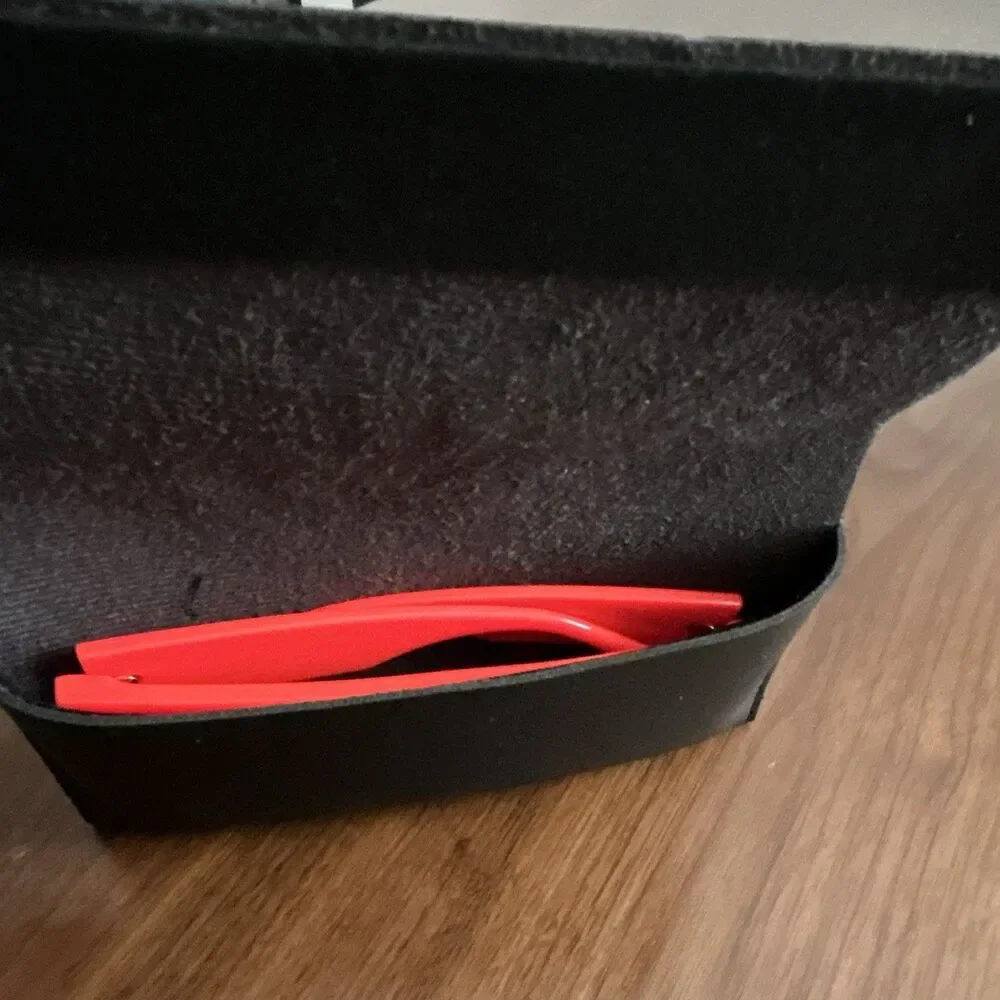 Louis Yapour  Rectangle Sunglasses Orange Plastic Frame/Black Tinted Lenses